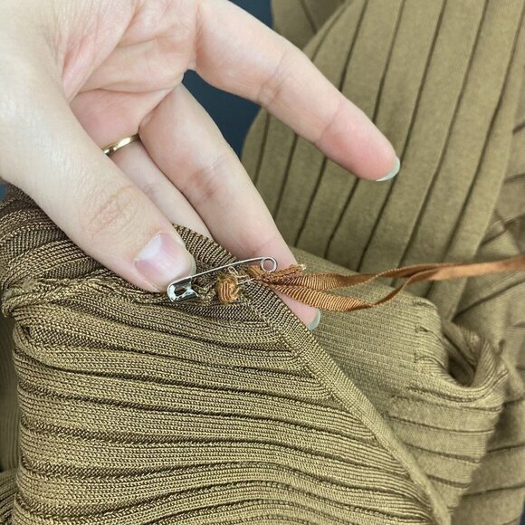 ALC Women's SAMPLE dress Brown Ribbed Maxi Gown Stretchy Size XS/S - Picture 3 of 10